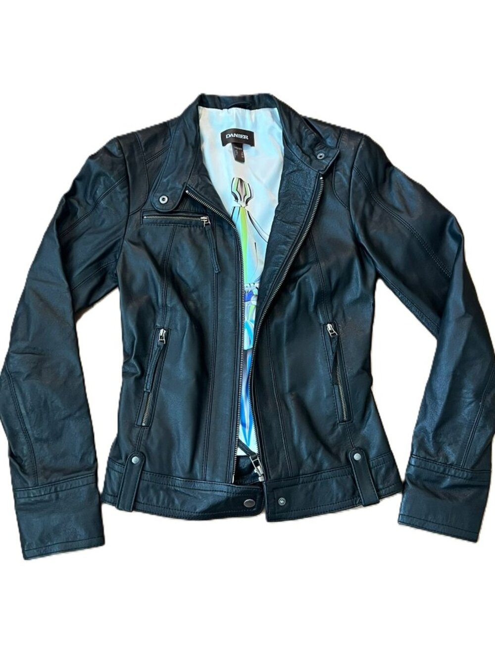 Danier Moto Genuine Leather Jacket Black Size 3XS Like New